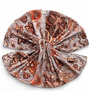 World Market OS Brown, Ivory & Terracotta Floral Isla Burnout Velvet Kimono Boho